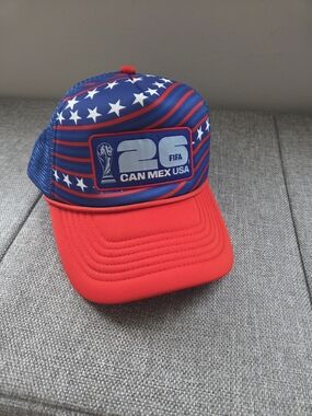 FIFA 26 Can Mex USA Red & Blue Trucker Hat